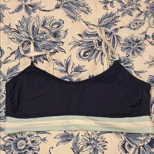 Kona Sol Dark Blue and Cream Bralette Swim Top
